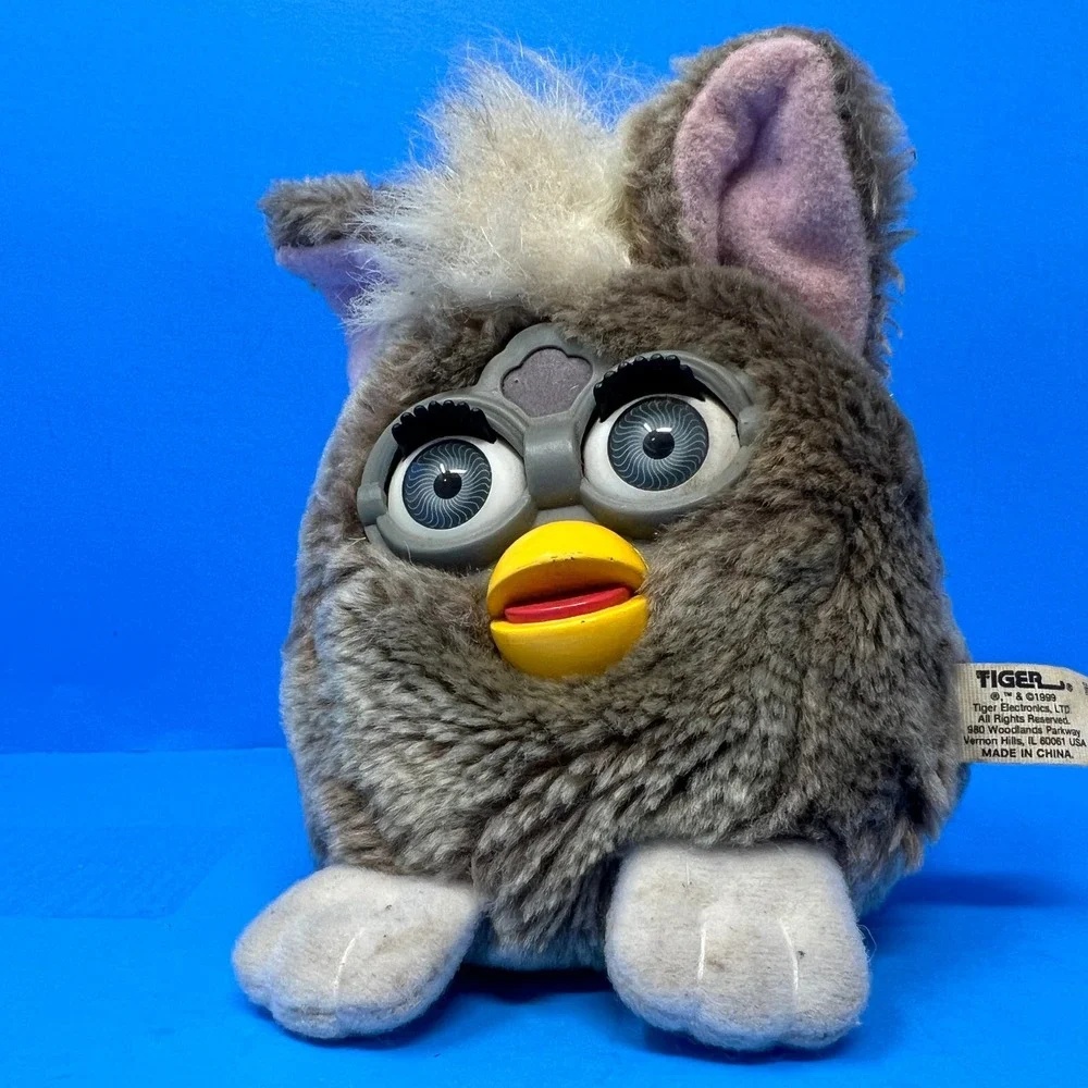 Tiger Furby Buddies 4 Inch Grey Owl Vintage 1999 Bean Bag Plush Toy